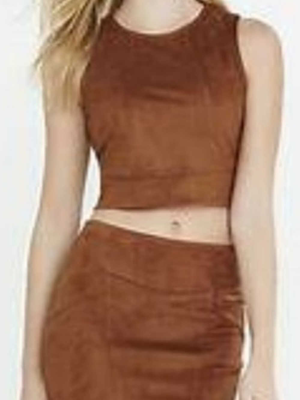 Express Brown Faux Suede Top